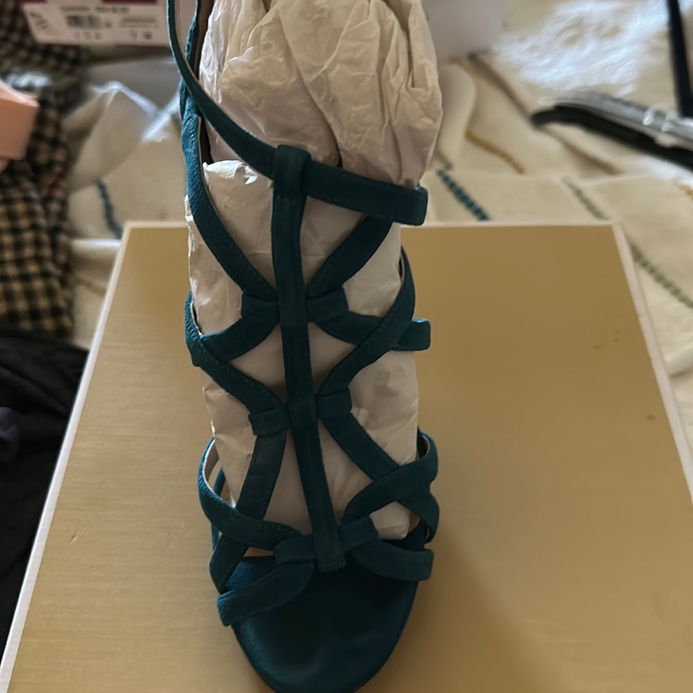 Worn 1 time! Teal platform heels